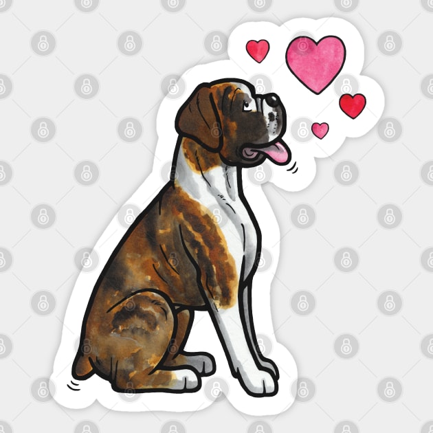 Boxer dog love (brindle) Sticker by animalartbyjess